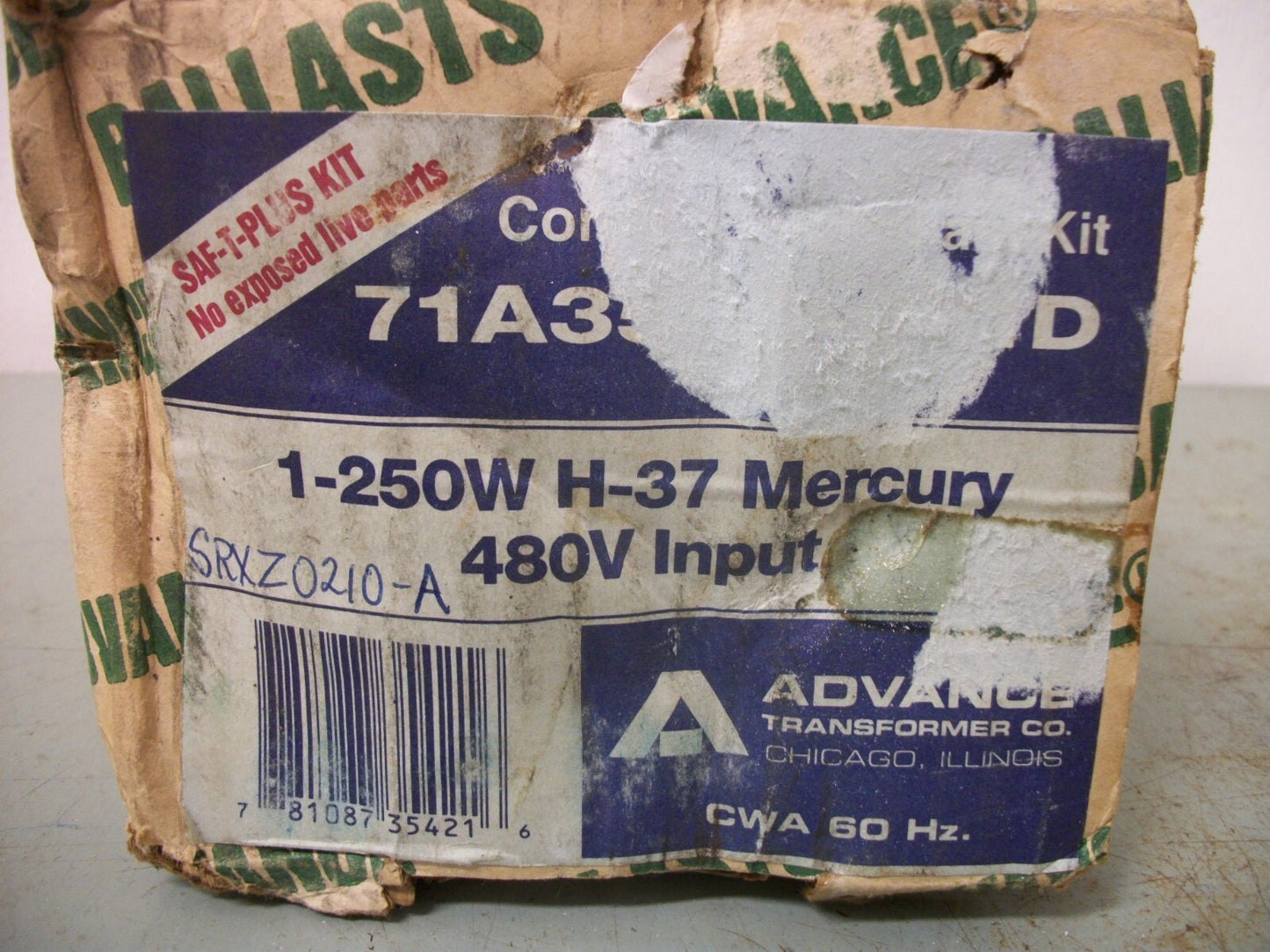 ADVANCE 250WATT H-37 MERCURY CORE & COIL BALLAST KIT 71A3542-001D 480VOLT NIB