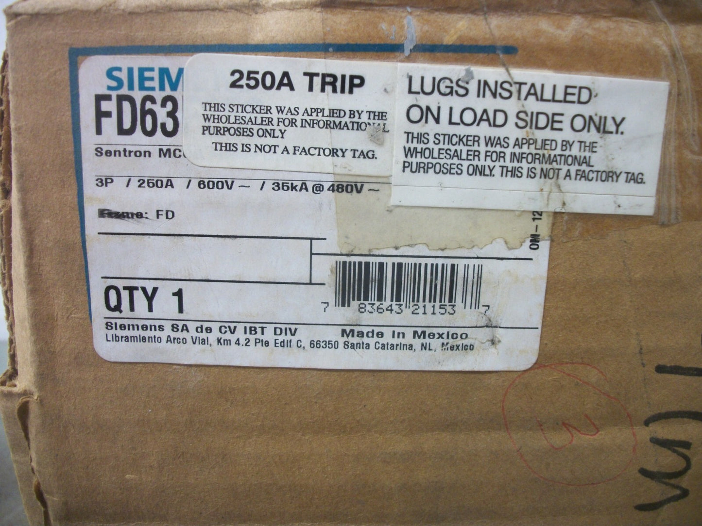 SIEMENS SENTRON FD6-A CIRCUIT BREAKER FD63F250 250AMP 600VOLT 3POLE NIB