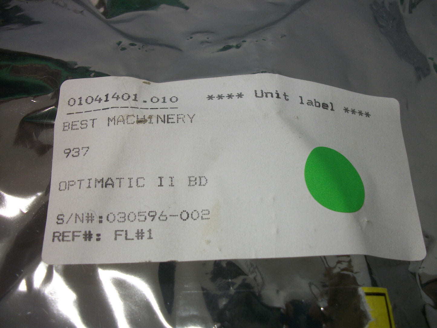 BEST MACHINERY OPTIC-MATIC II CONTROL BOARD MODEL 937