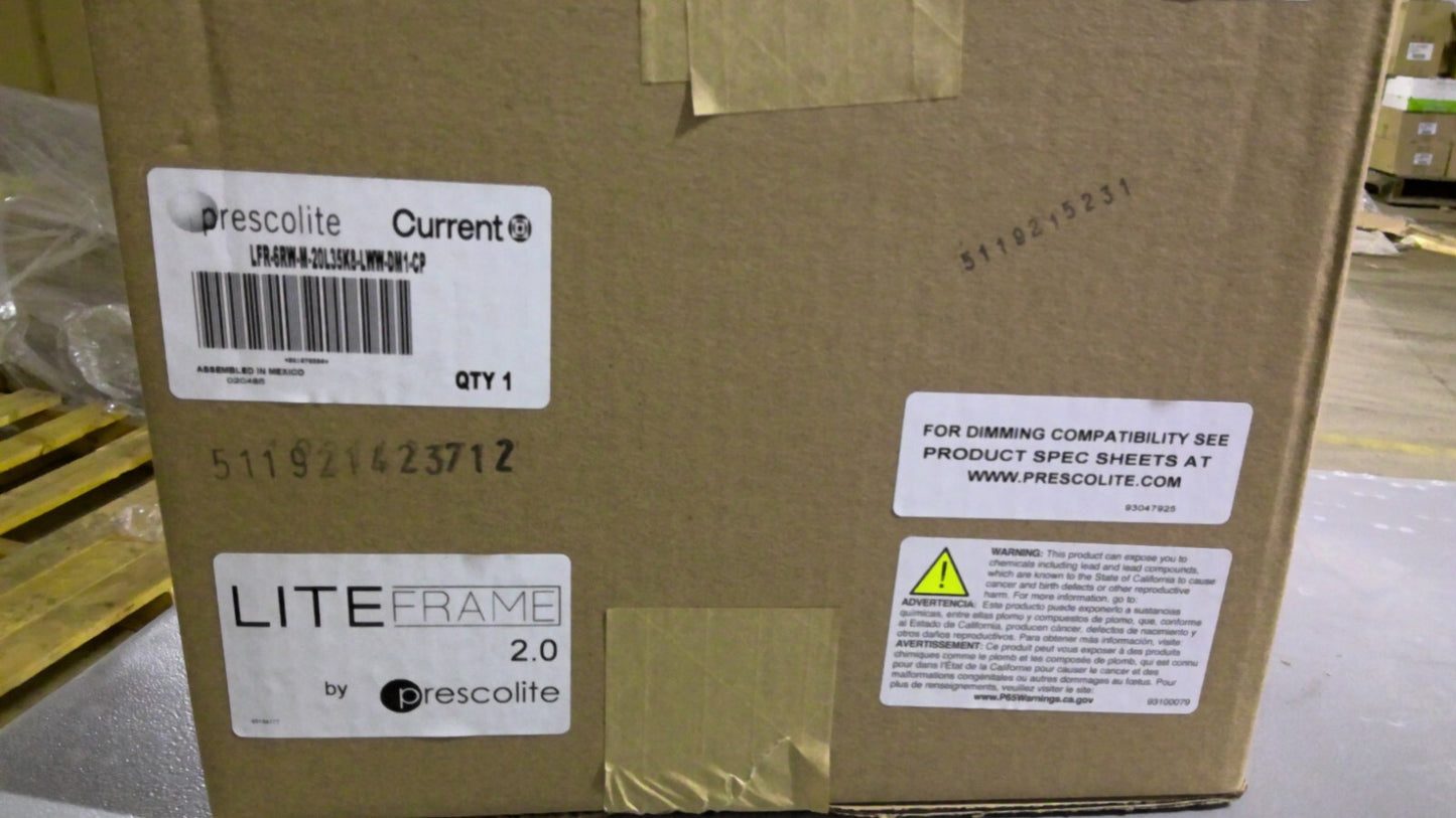 PRESCOLITE LITEFRAME 2.0 6" LED DOWNLIGHT LFR-6RW-M-20L35K8-LWW-DM1-CP NIB