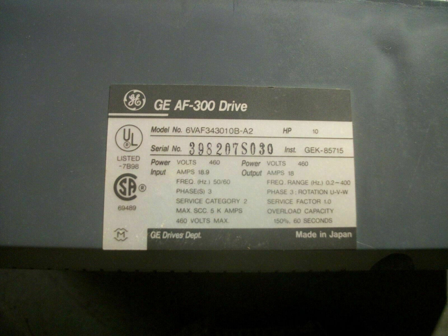 GE AF-300B 10HP AC DRIVE 6VAF343010B-A2 460VOLT 3PH 18AMP