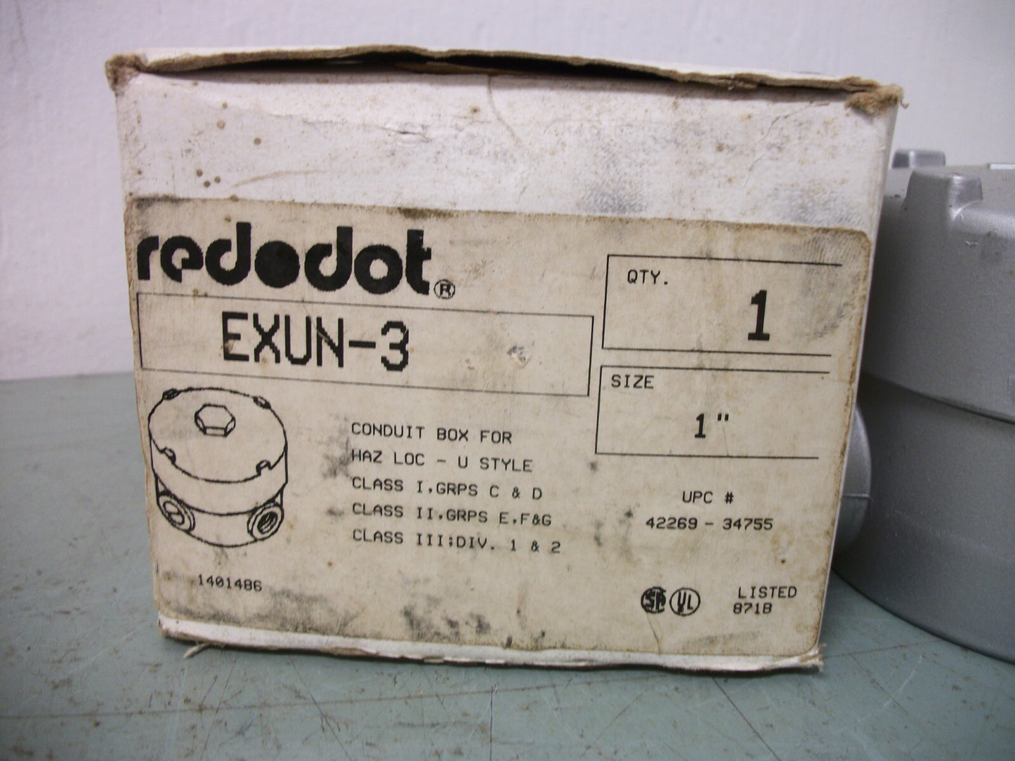 RED DOT 1" HAZARDOUS LOCATION U STYLE CONDUIT BOX EXUN-3 NIB