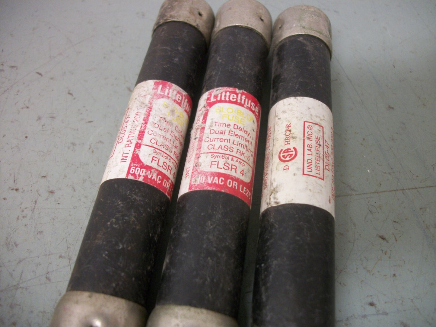 LITTELFUSE LOT OF 3 SLO-BLO FUSES FLSR4 4AMP 600VOLT