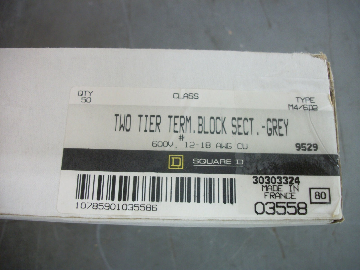 SQUARE D BOX OF 50 TWO TIER TERMINAL BLOCKS 9080M4/6D2 NIB