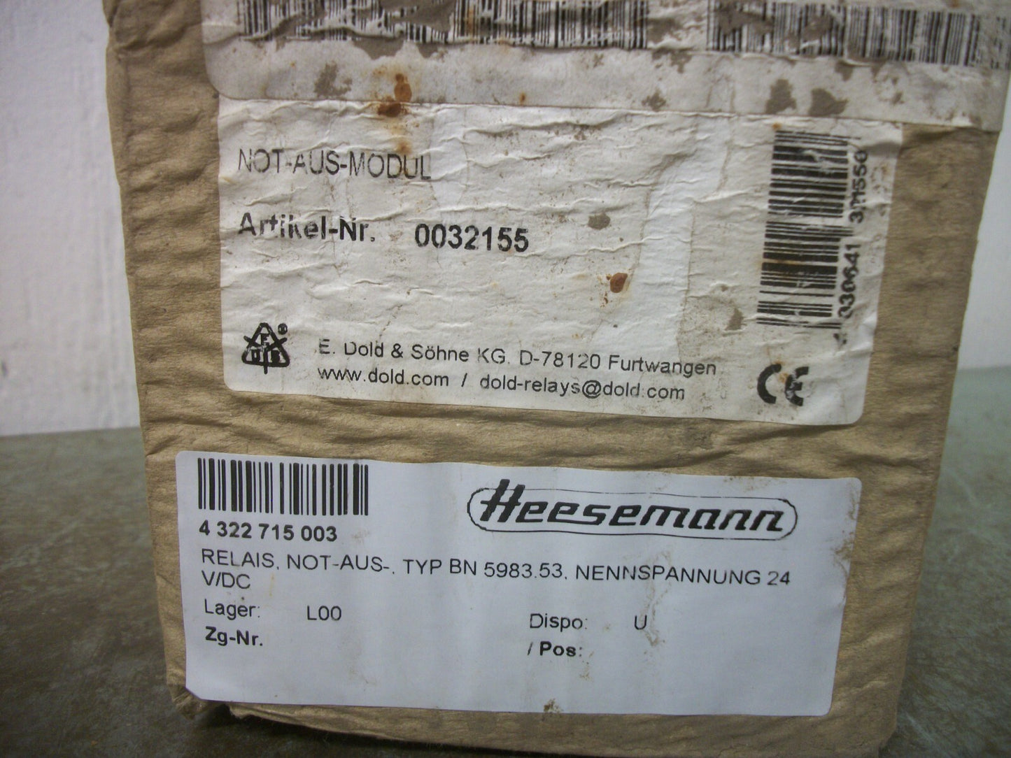 E. DOLD & SOHNE SAFEMASTER BN5983.53 SAFETY RELAY 0032155 NIB