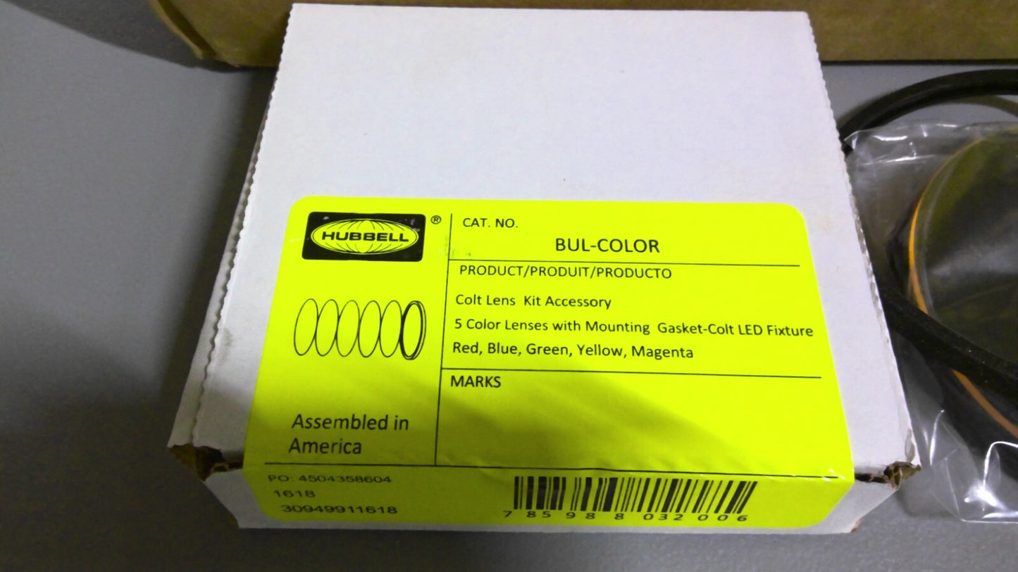 HUBBELL COLT LENS KIT 5 COLOR LENSES W/ MOUNTING GASKET BUL-COLOR NIB