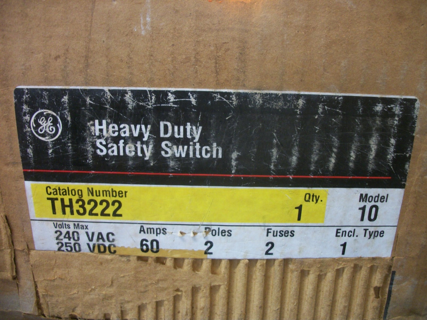 GE DISCONNECT TYPE 1 TH3222 60AMP 240VOLT 2POLE FUSIBLE NIB