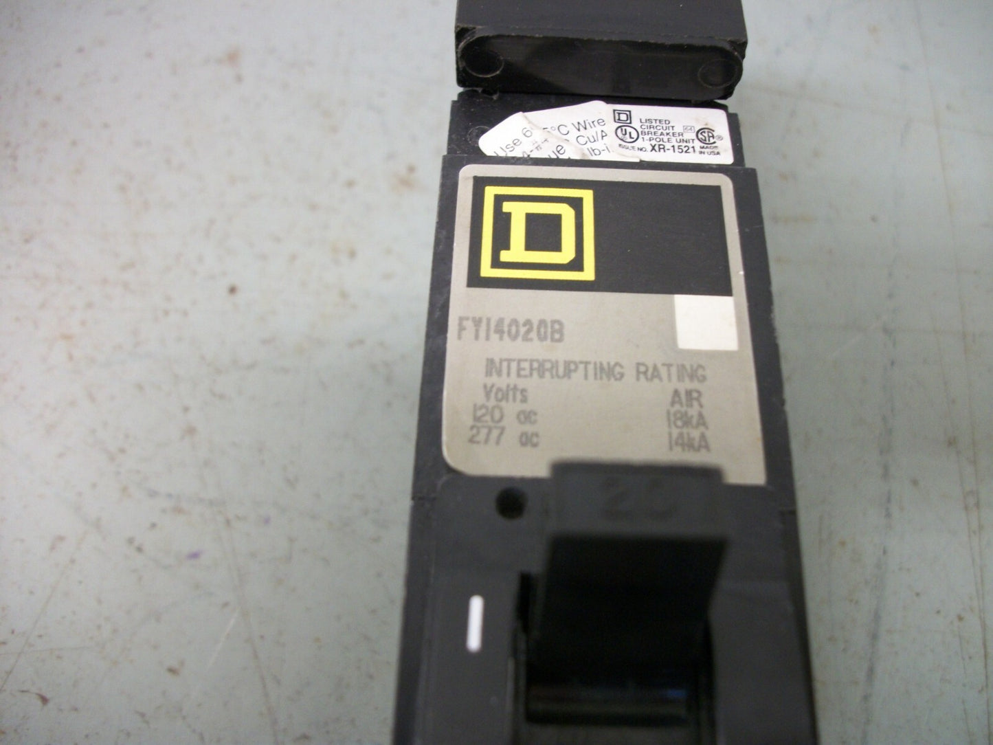 SQUARE D I-LINE FY CIRCUIT BREAKER FY14020B 20AMP 277VOLT 1POLE GRAY