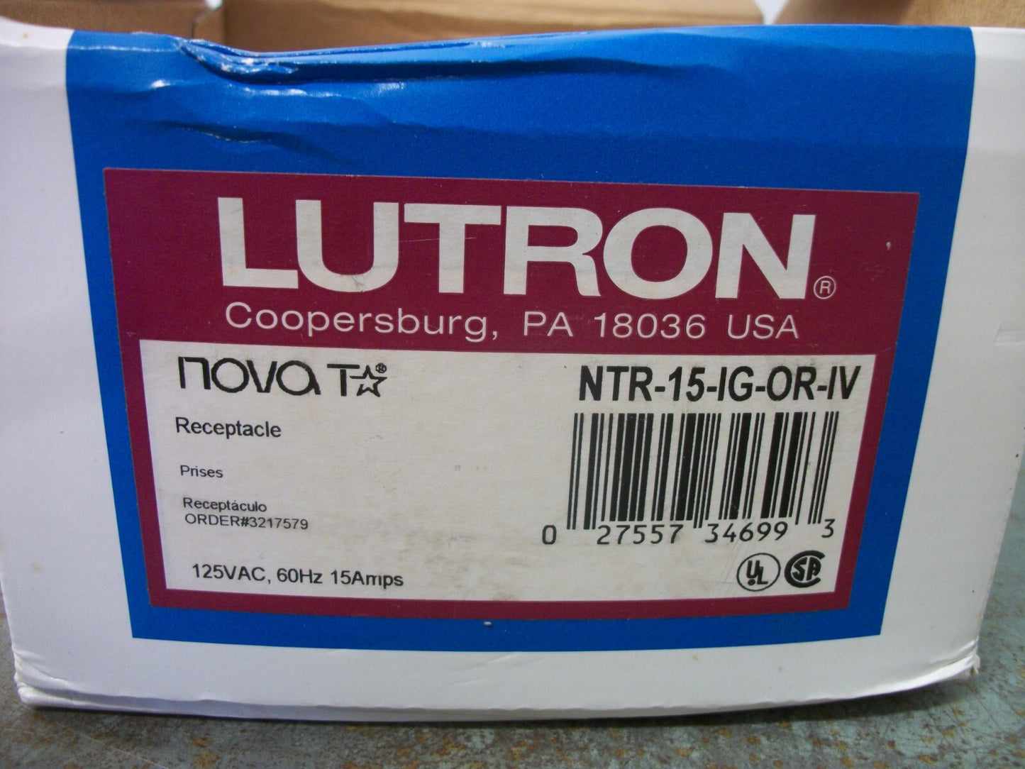 LUTRON NOVA T IVORY ORANGE RECEPTACLE NTR-15-IG-OR-IV 15AMP 125VOLT NIB
