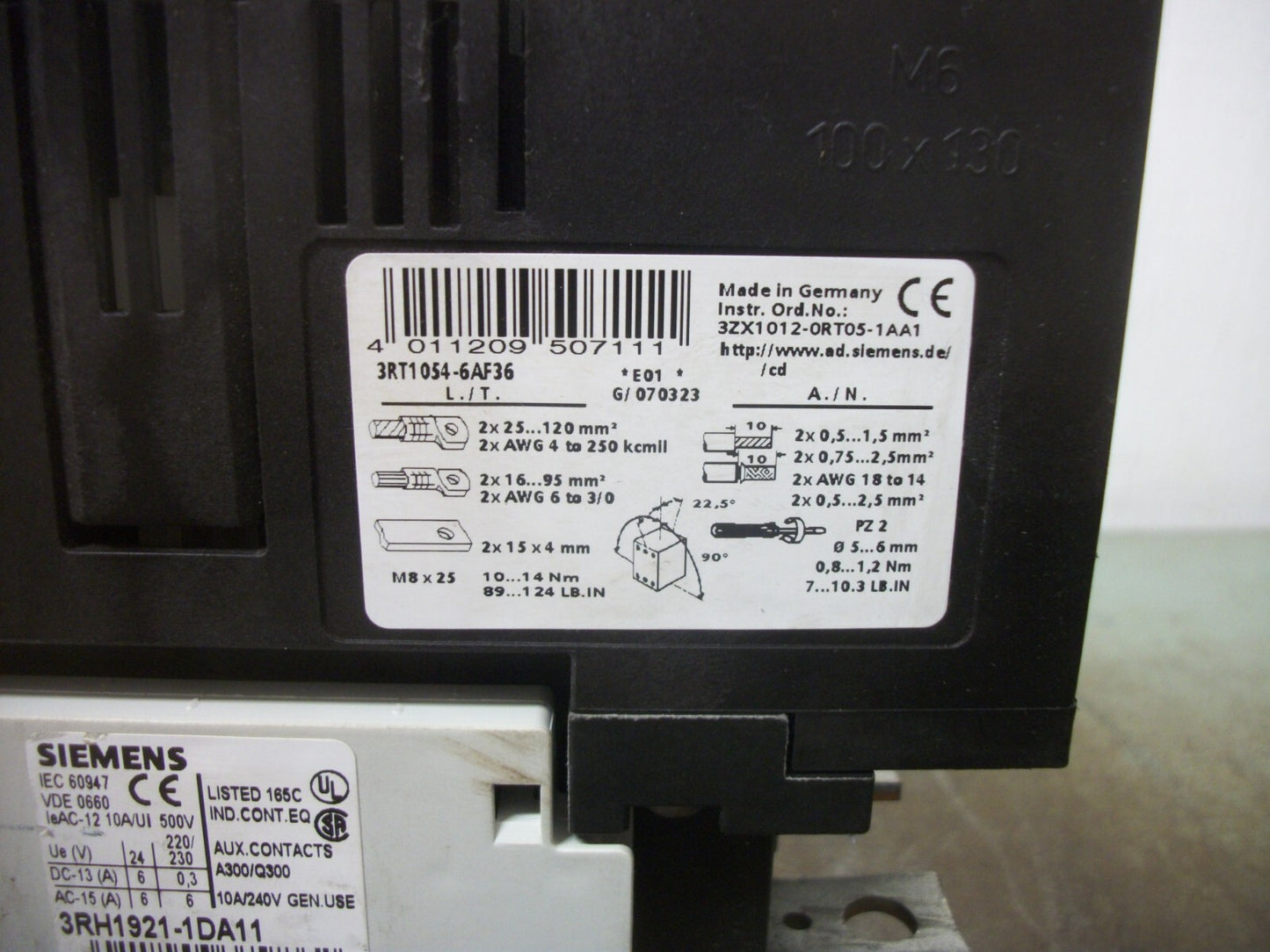 SIEMENS CONTACTOR 3RT1054-6AF36 140AMP 127VCOIL 3PH 600V 125HP