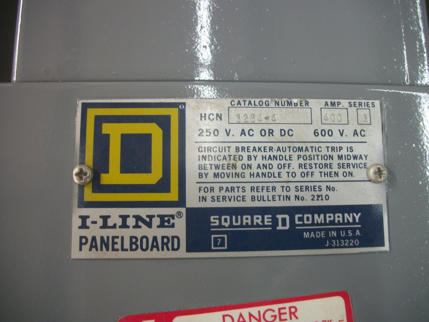 SQUARE D HCN I-LINE LOAD CENTER PANELBOARD HCN3254-4 400AMP 600VOLT 3PH REFURB