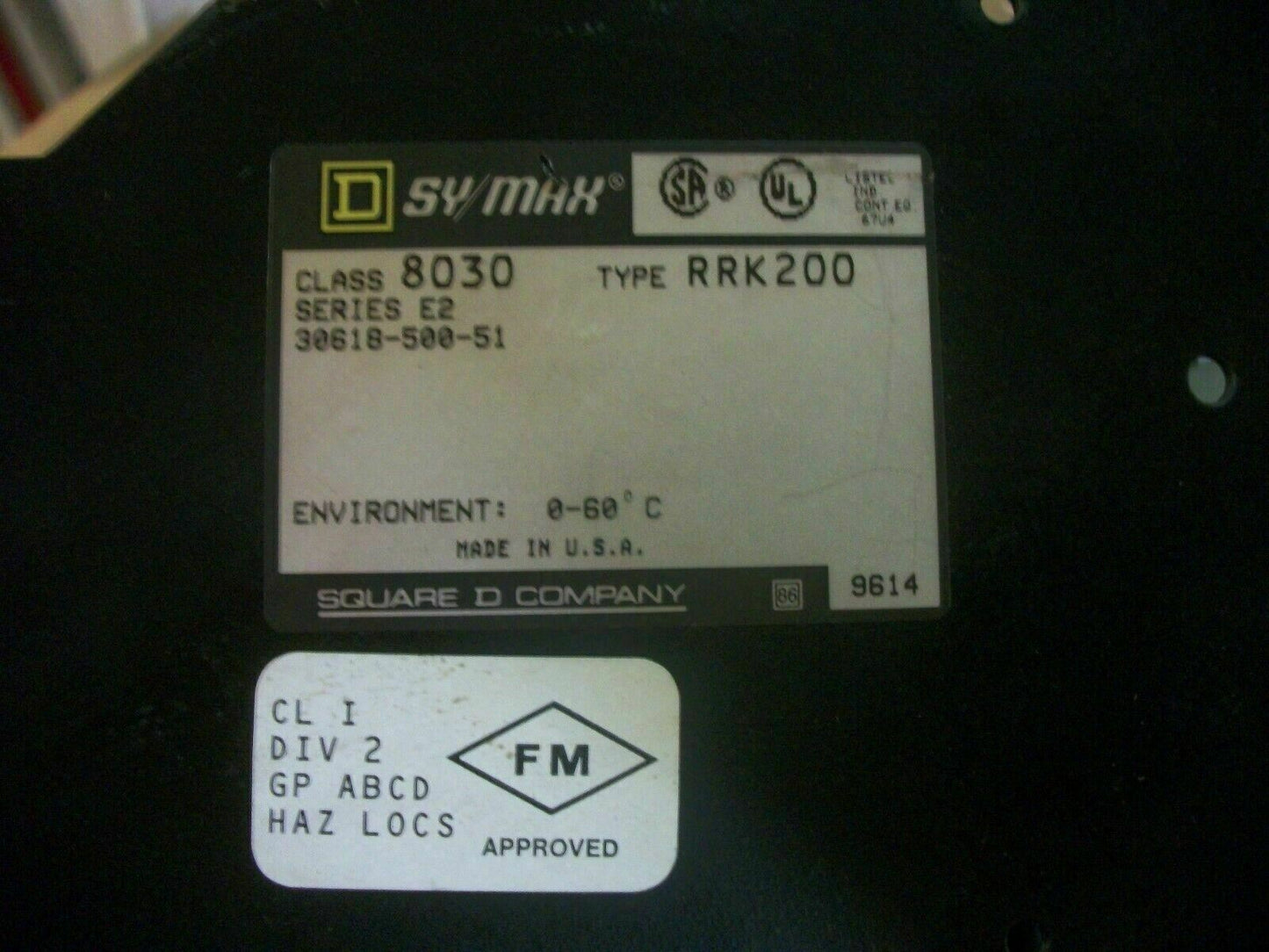 SQUARE D SY/MAX 9-SLOT PLC RACK CHASSIS 8030RRK200