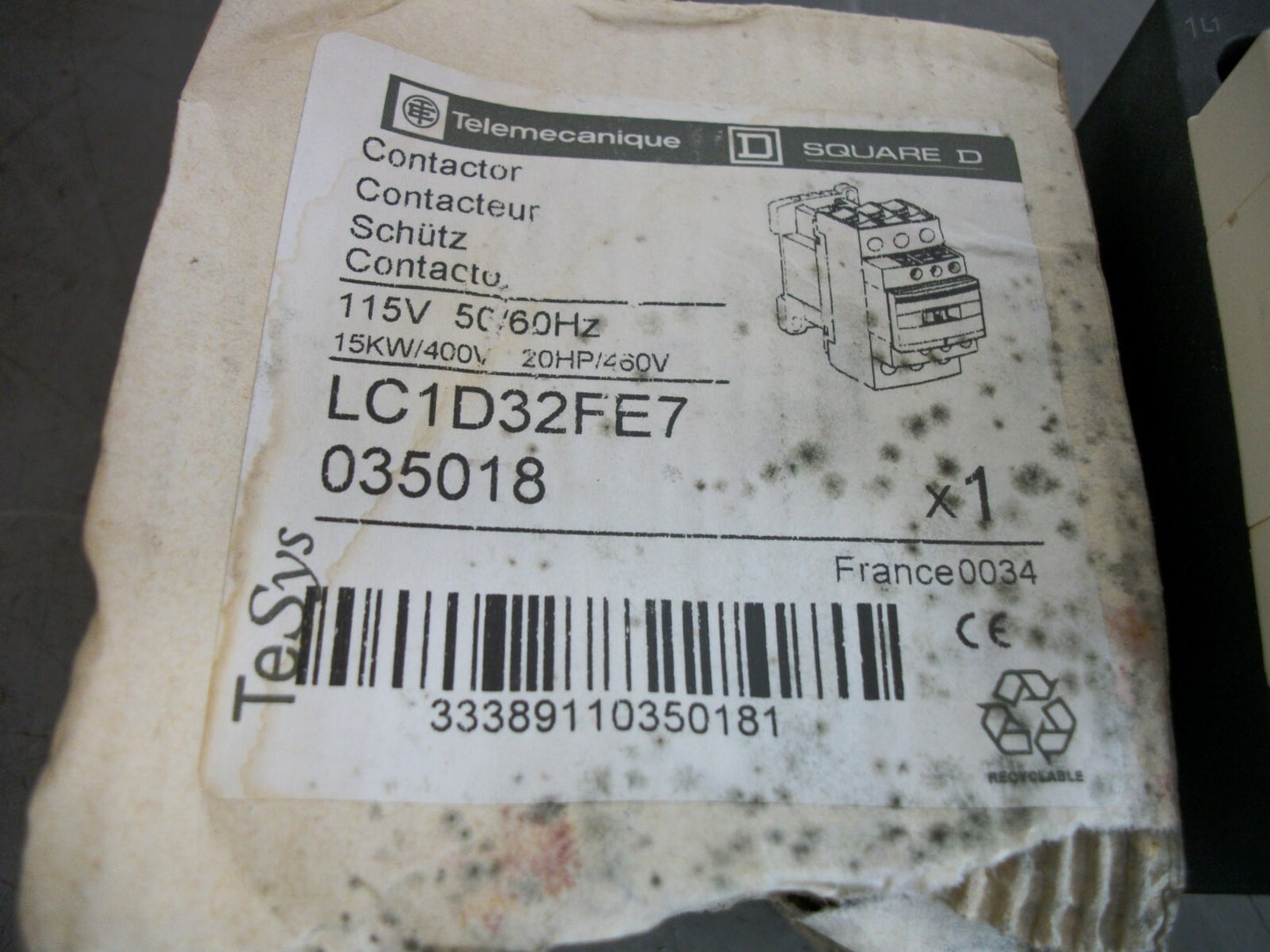 TELEMECANIQUE CONTACTOR LC1D32FE7 50AMP 115VCOIL 3PH 600V 25HP NIB