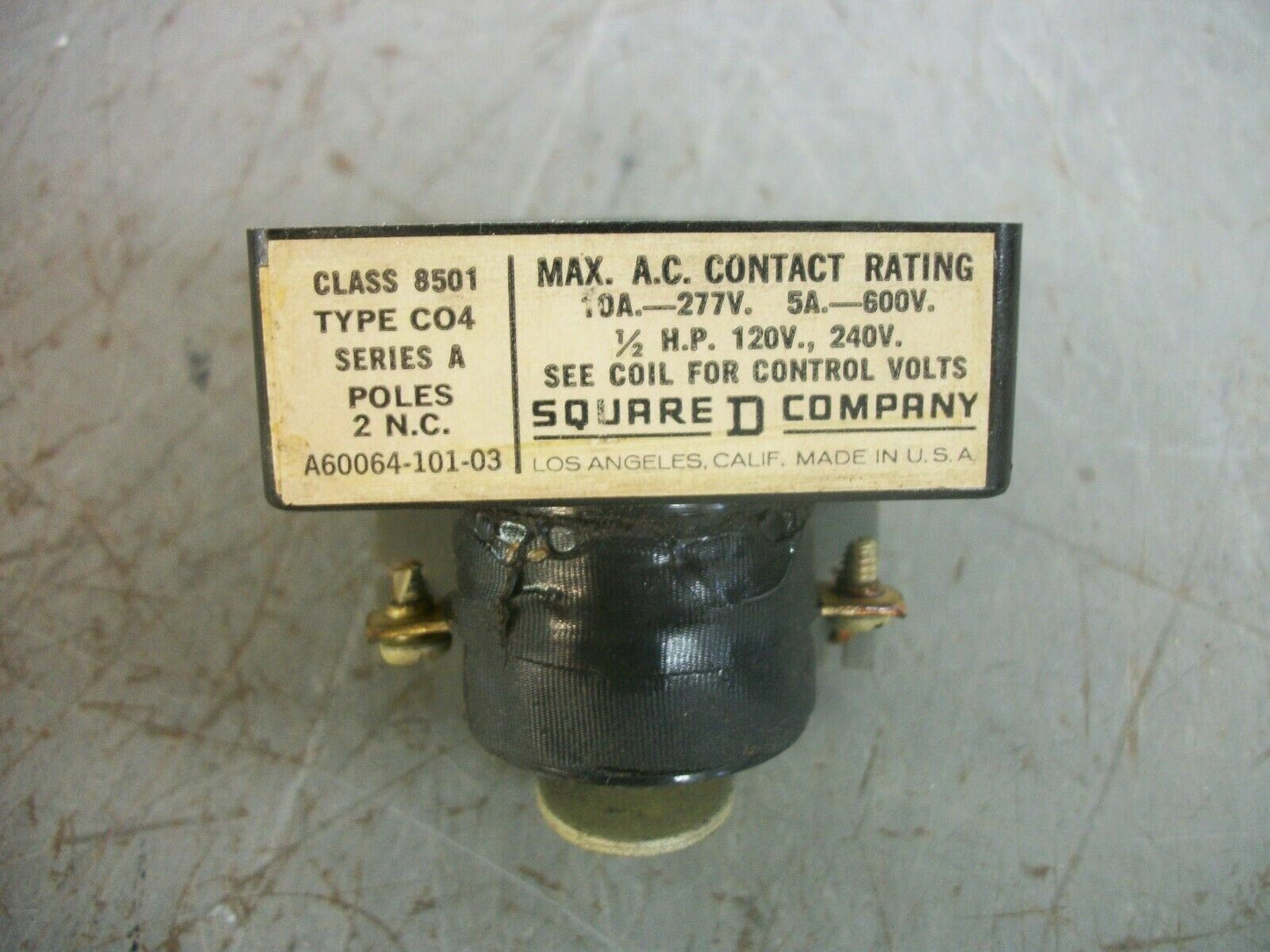 SQUARE D AC RELAY 8501CO4 5AMP 600VOLT 120VCOIL NIB