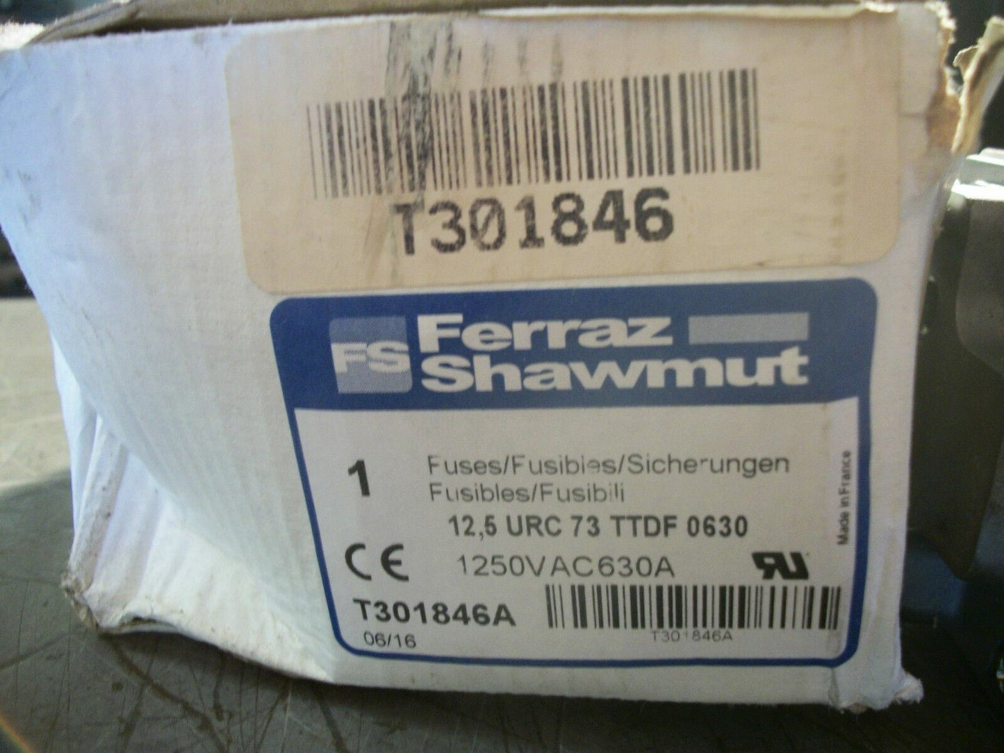 FERRAZ-SHAWMUT PROTISTOR FUSE T301846A 630AMP 1250VA NIB