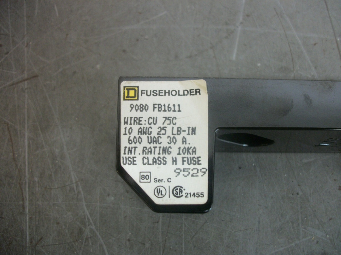 SQUARE D CLASS H FUSEHOLDER 9080FB1611 30AMP 600VOLT 1POLE