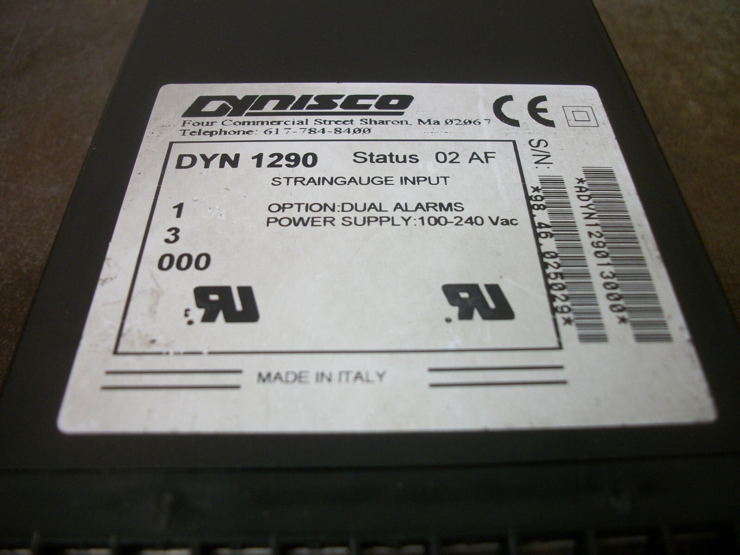 DYNISCO 1290 DIGITAL DUAL ALARM PRESSURE CONTROLLER DYN 1290-1-3000