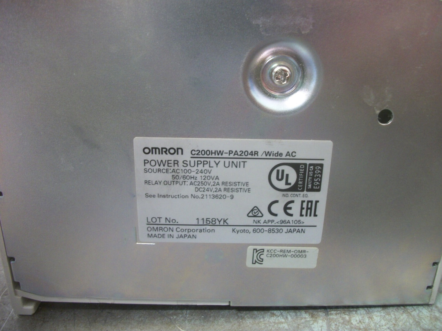 OMRON SYSMAC PLC POWER SUPPLY UNIT C200HW-PA204R /WIDE AC