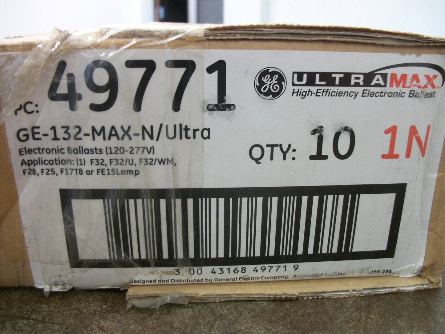 GE ULTRA MAX HIGH EFF ELECTRONIC BALLAST GE-132-MAX-N/ULTRA 120-277VOLT NOB
