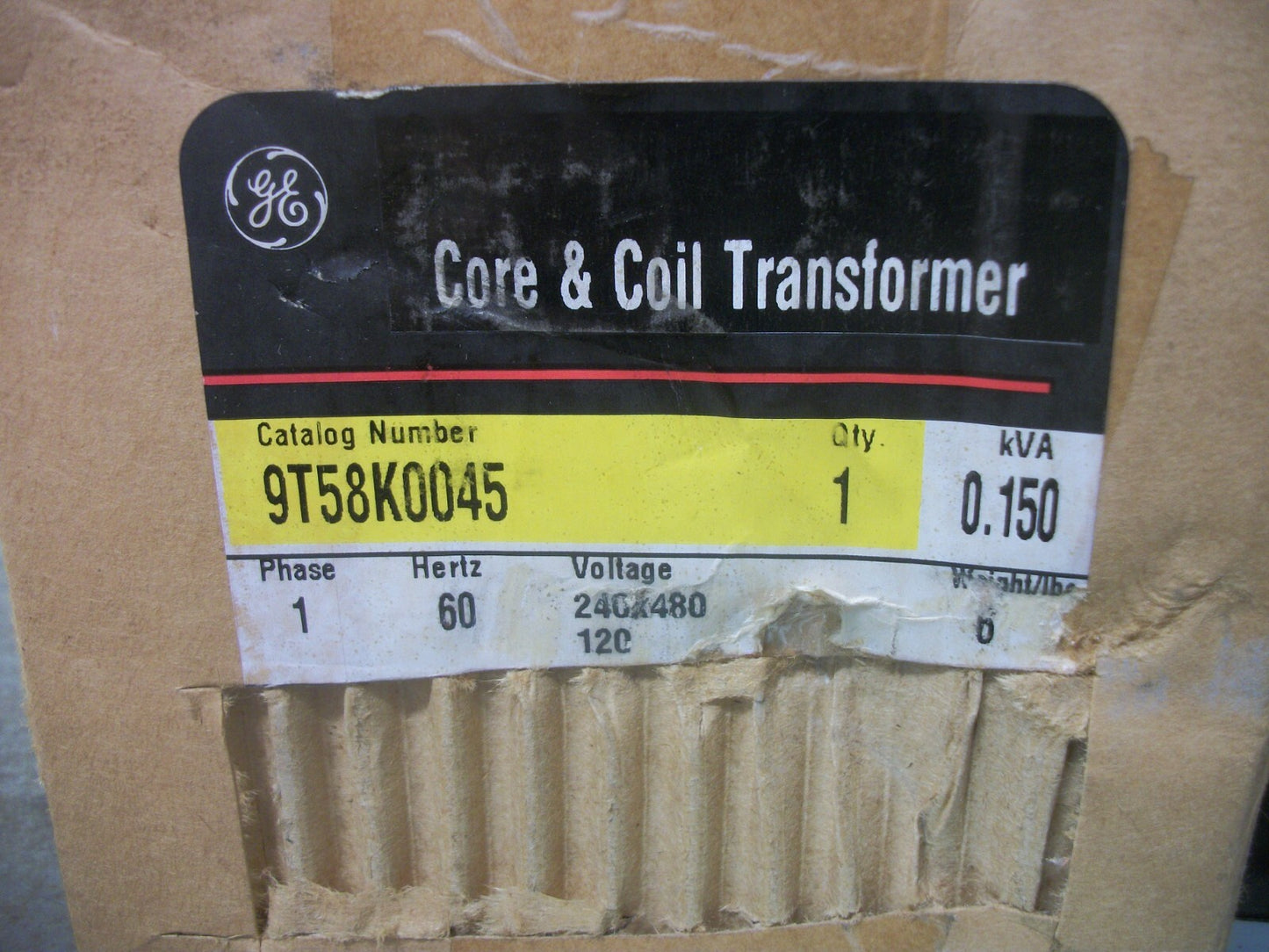 GE .150KVA 1PH CORE & COIL TRANSFORMER 9T58K0045 HV 220X480 LV 110/120 NIB