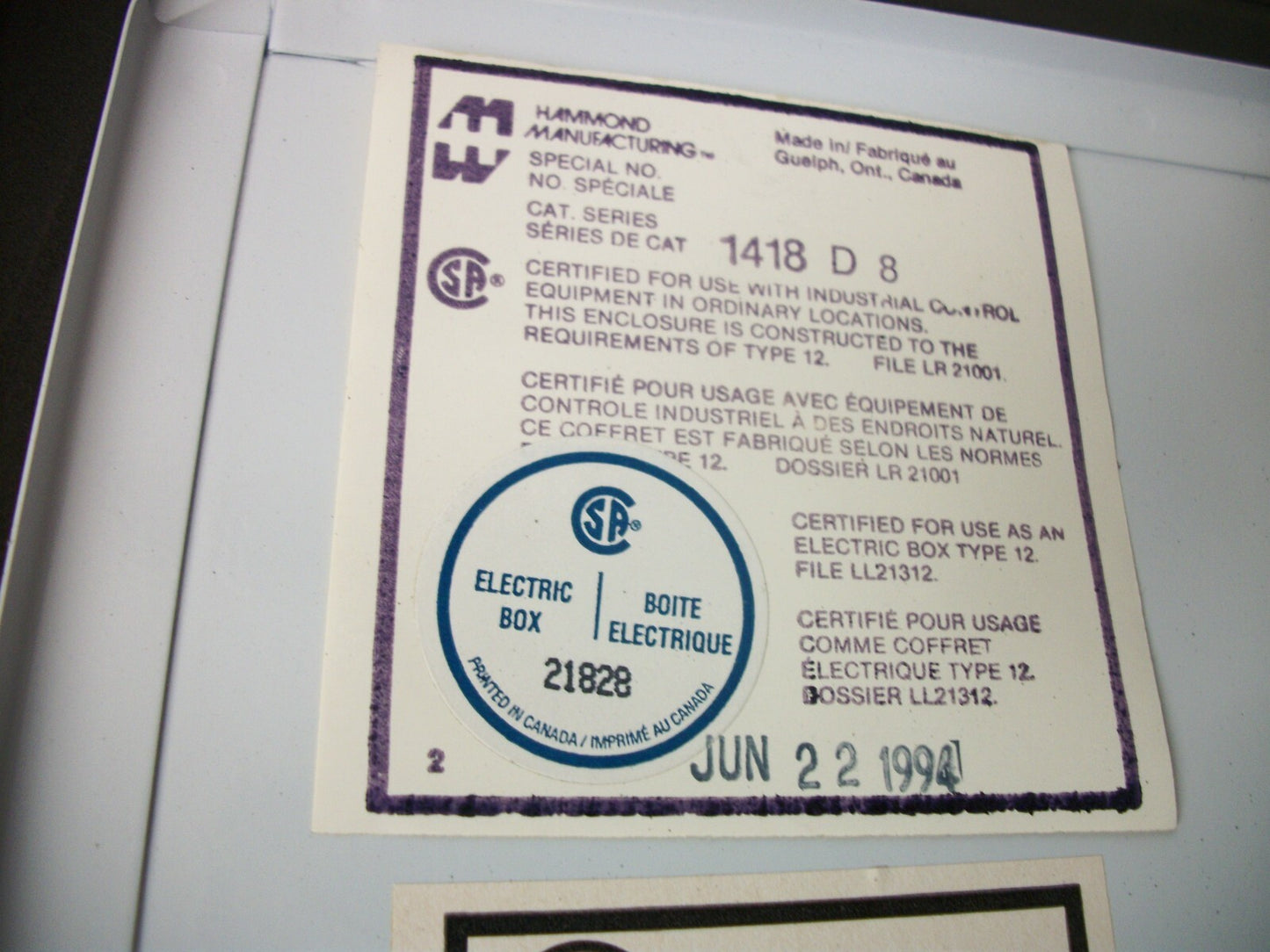 SQUARE D ENCL POWERLOGIC POWER METER TYPE 12 3020PM620