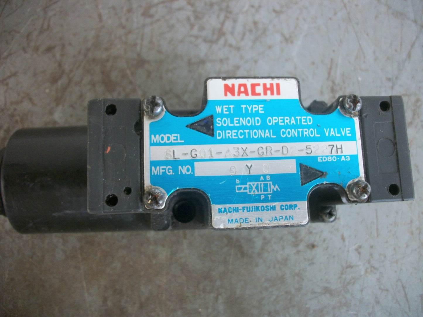 NACHI SOLENOID DIRECTIONAL CONTROL VALVE SL-GC1-A3X-GR-D2-5227H
