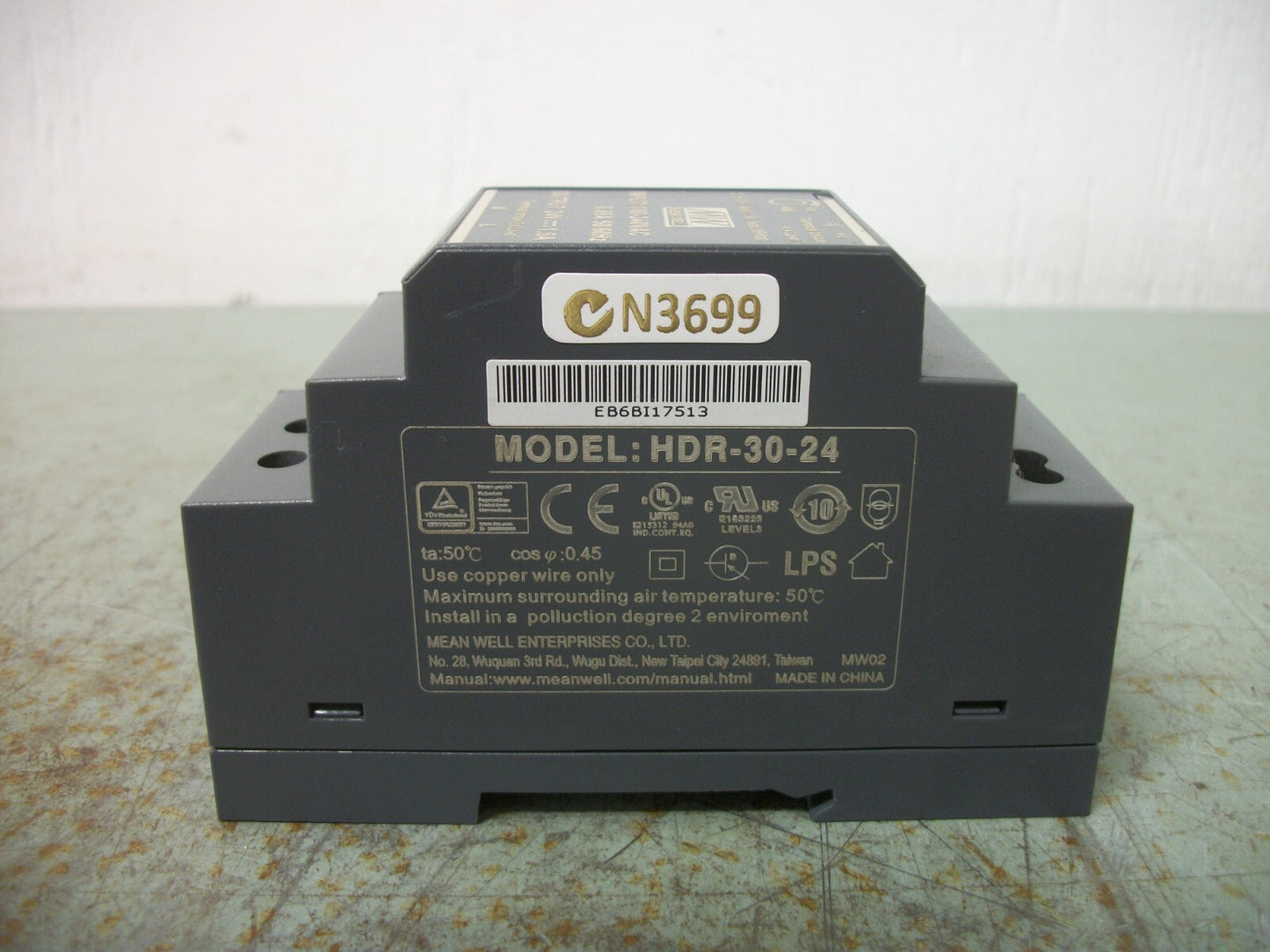 MEAN WELL DIN RAIL POWER SUPPLY HDR-30-24 24VDC 1.5AMP