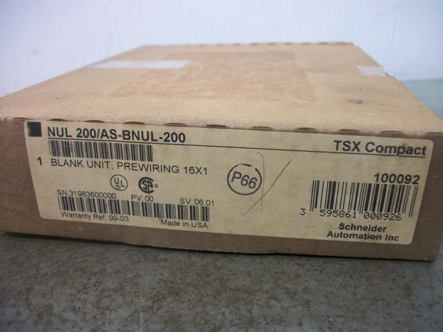 SQUARE D TSX COMPACT PREWIRING 16X1 BLANK UNIT NUL 200/AS-BNUL-200 NIB