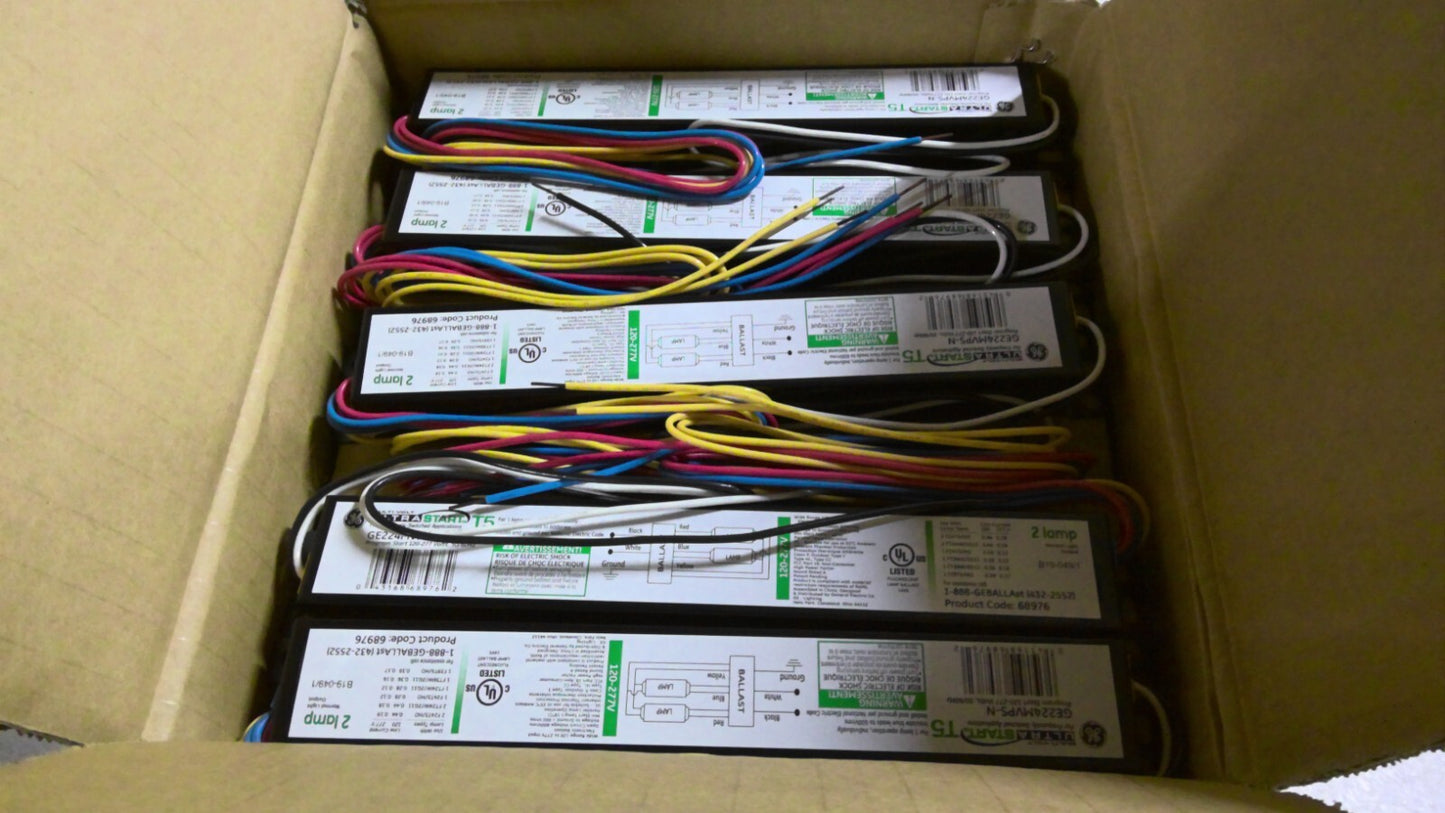 GE 68976 BOX OF 10 ULTRASTART T5 ELECTRONIC BALLASTS GE224MVPS-N NIB