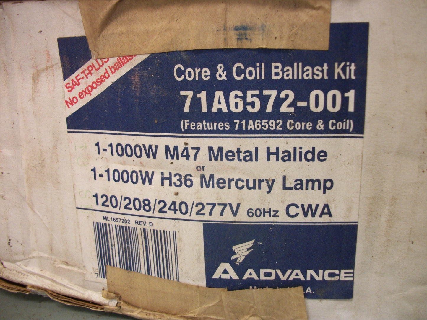 PHILIPS ADVANCE 1000W CORE COIL BALLAST KIT 71A6572-001 120/208/240/277VOLT NIB