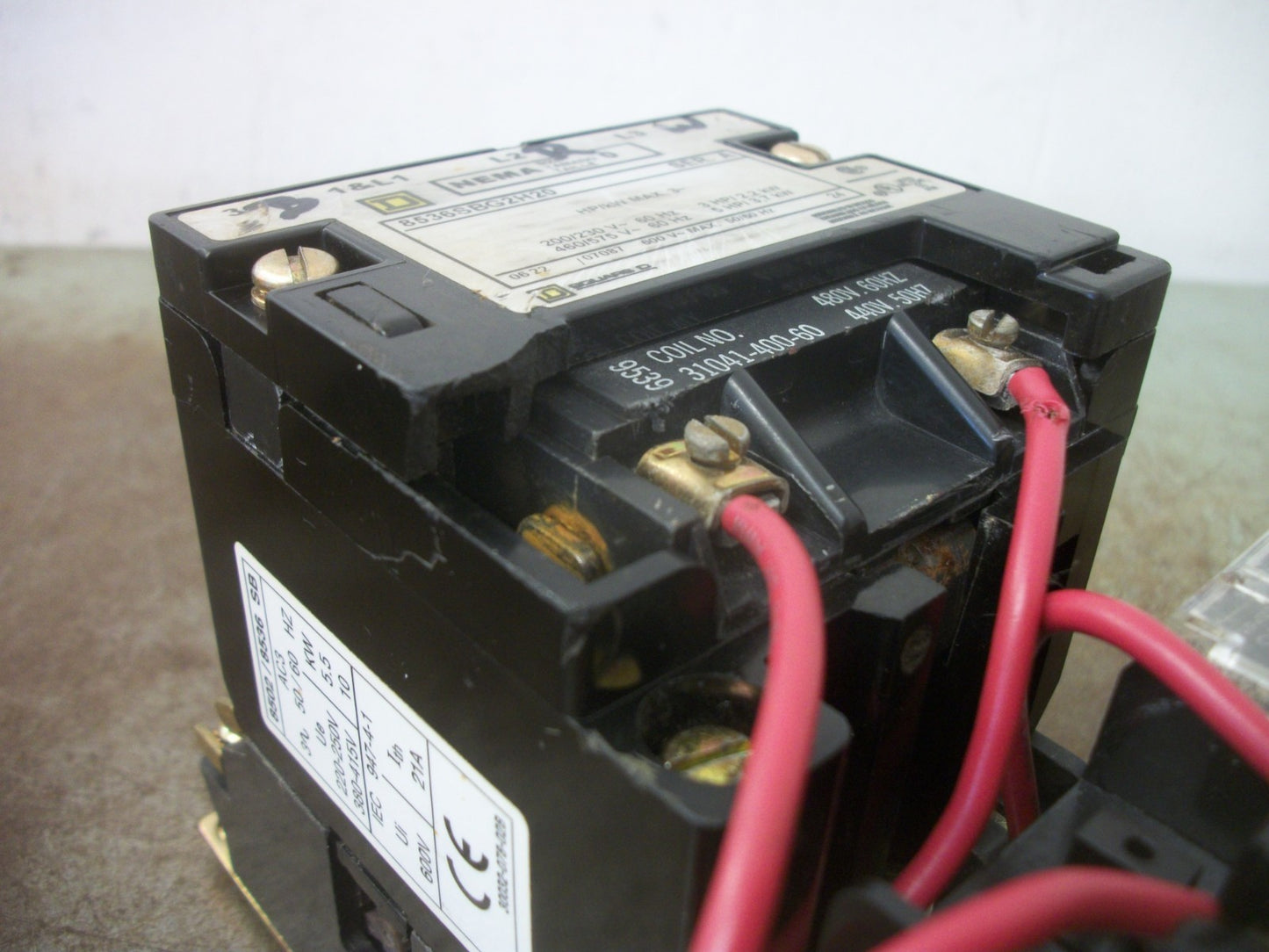 SQUARE D SIZE 0 MOTOR STARTER 8536SBG2H20 480VCOIL 3PH 600V 5HP MOTOR LOGIC