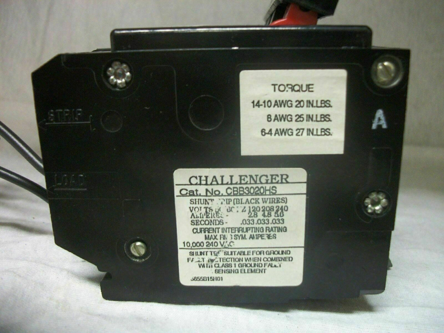 CHALLENGER CBB CIRCUIT BREAKER CBB3020HS 20AMP 240VOLT 3POLE W/SHUNT