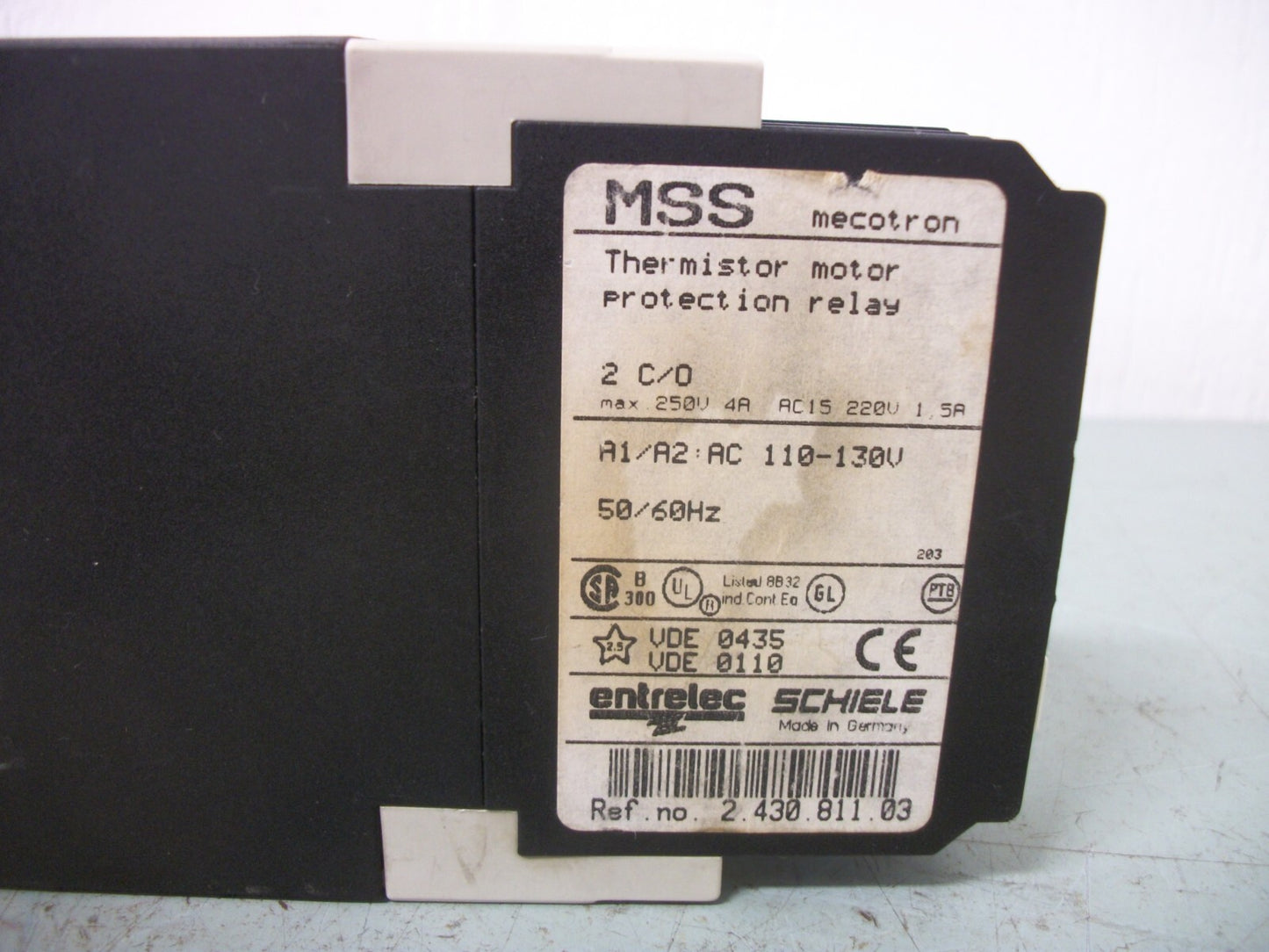 ENTRELEC THERMISTOR MOTOR PROTECTION RELAY MODULE MSS 110-130VOLT