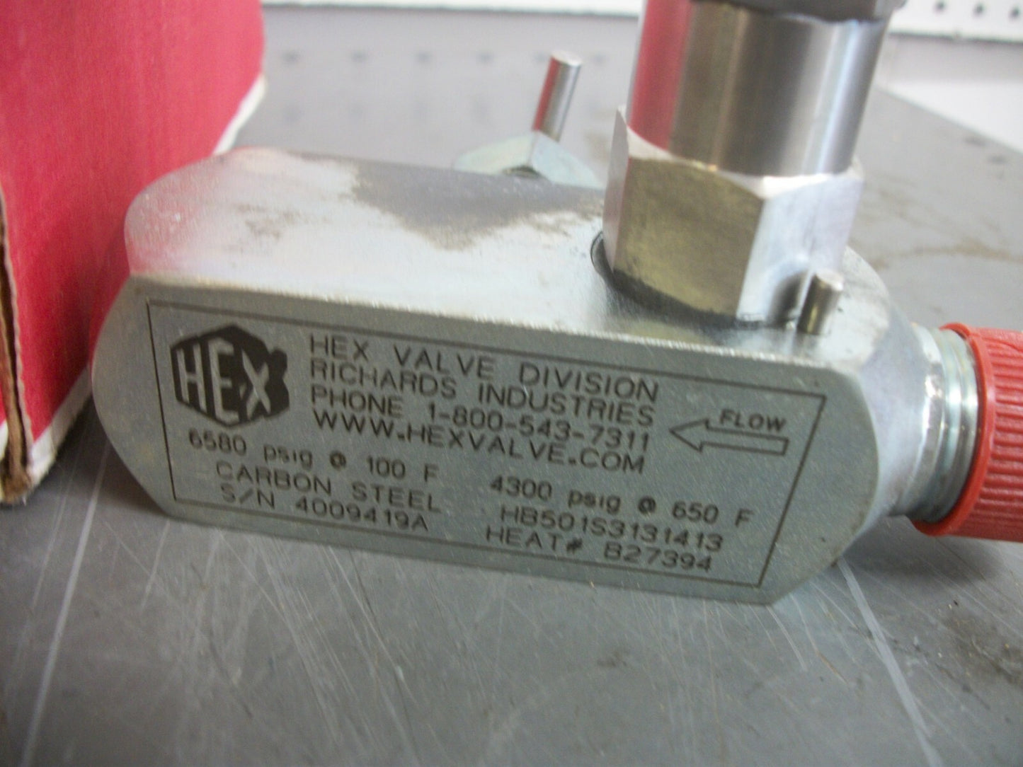 RICHARDS INDUSTRIES CARBON STEEL HEX VALVE HB501S3131413 4300PSI @ 650 DEG F NIB