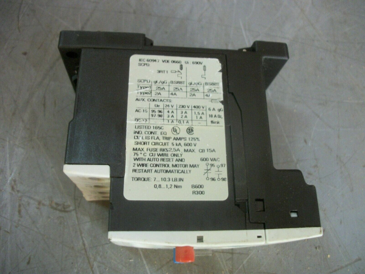 SIEMENS OVERLOAD RELAY 3RU1116-0GB0 0.45-0.63AMP