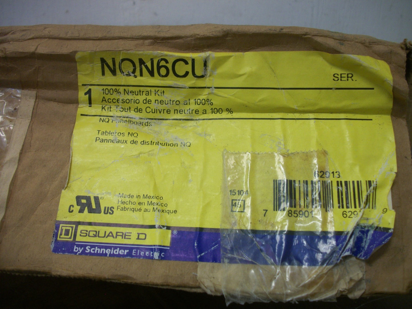 SQUARE D NEUTRAL KIT FOR NQ PANELBOARDS NQN6CU NIB