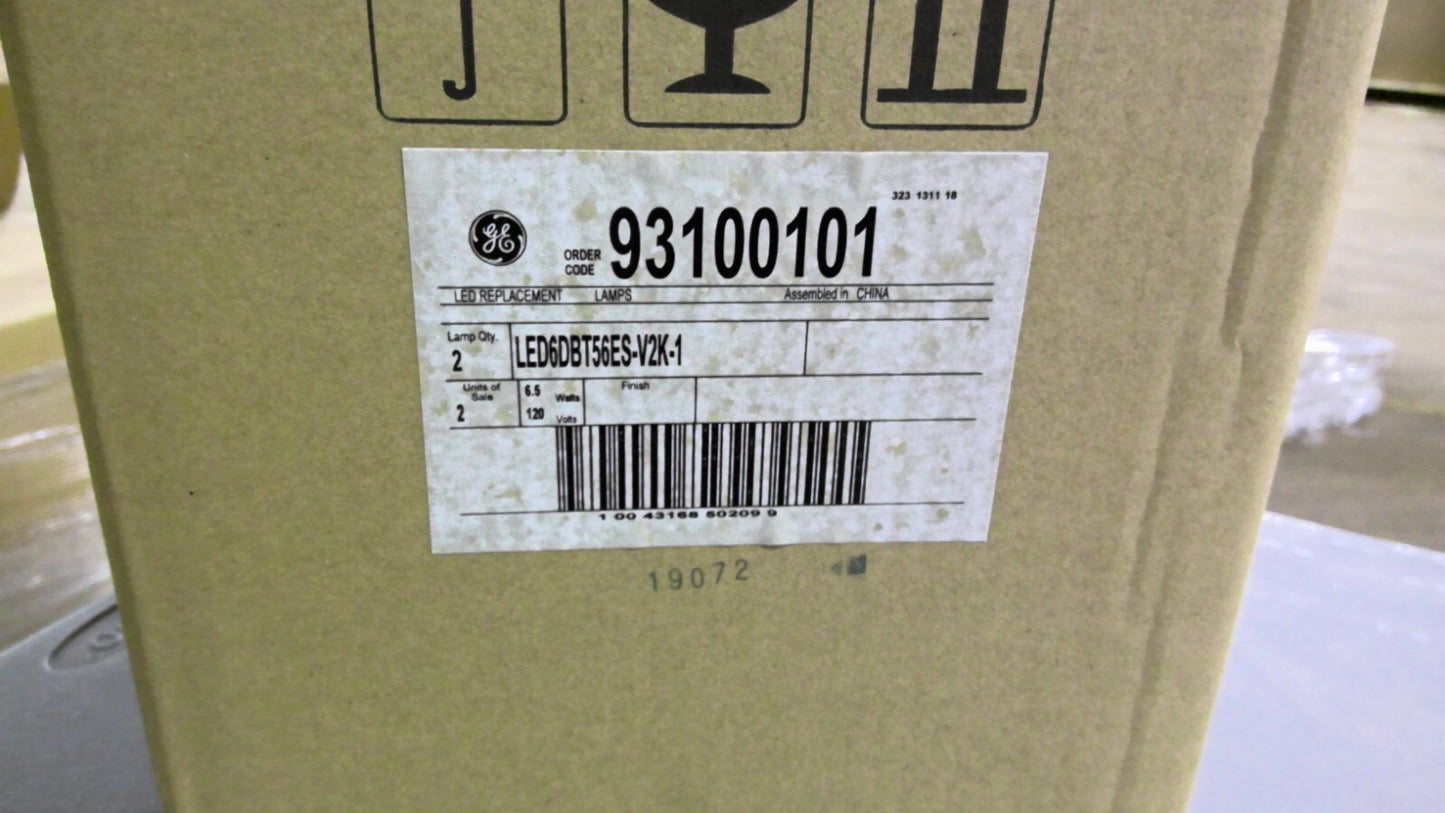 GE 93100101 BOX OF 2 LED VINTAGE STYLE BULBS LED6DBT56ES-V2K-1 NIB