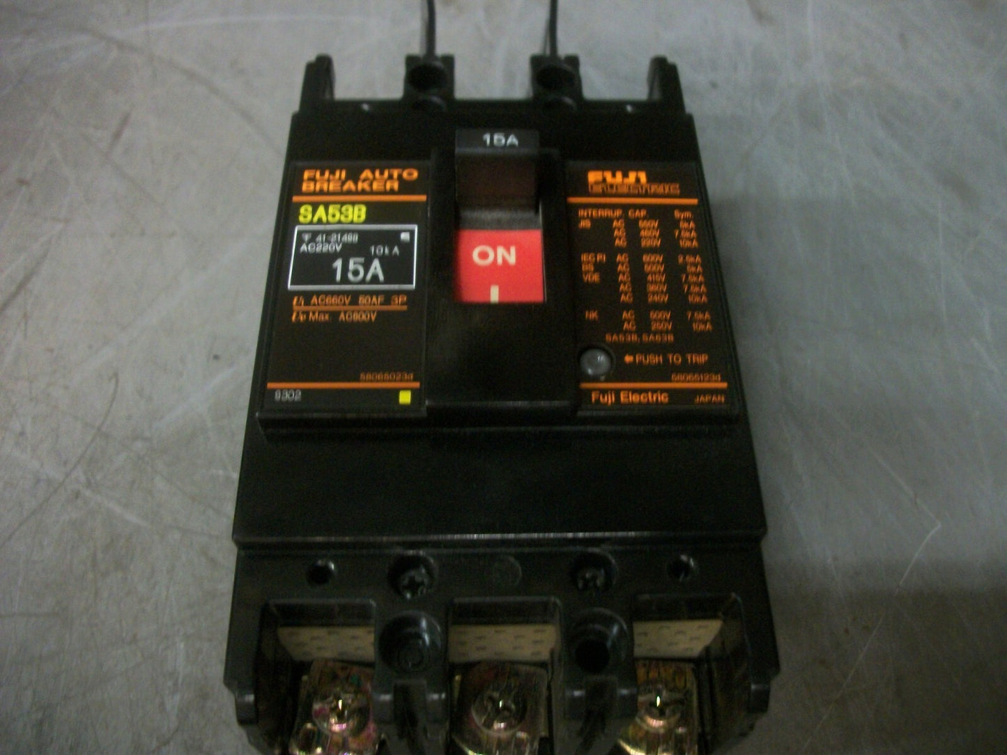 FUJI AUTO CIRCUIT BREAKER SA53B 15AMP 600VOLT 3POLE
