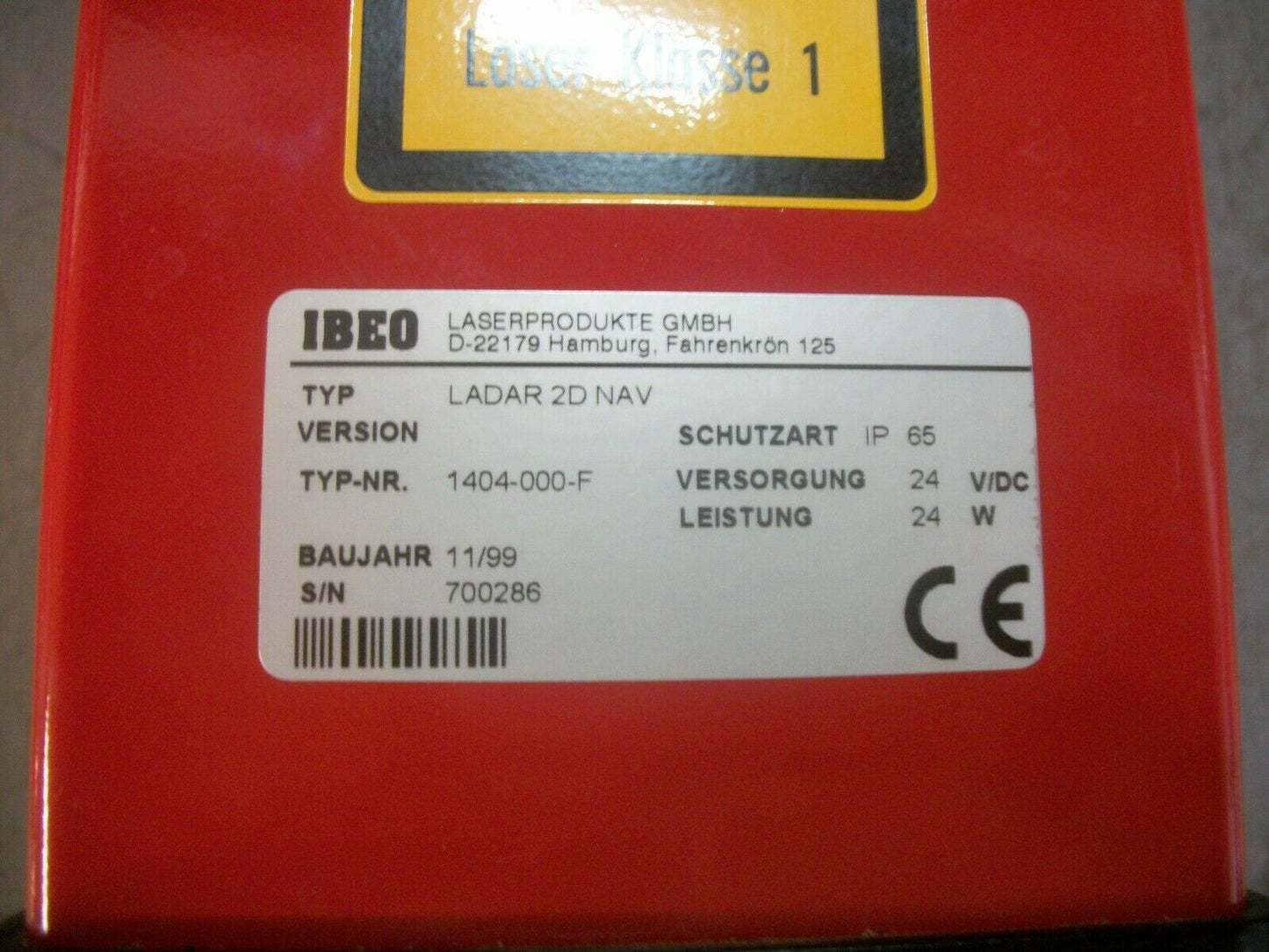 IBEO RED LASER NAVIGATION METER LADAR 2D NAV 1404-000-F