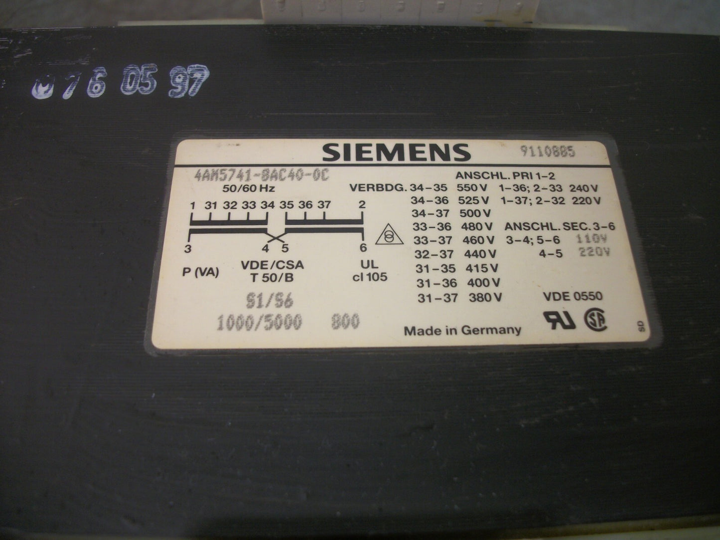 SIEMENS TRANSFORMER 4AM5741-8AC40-0C HV 550X220 LV 110/120