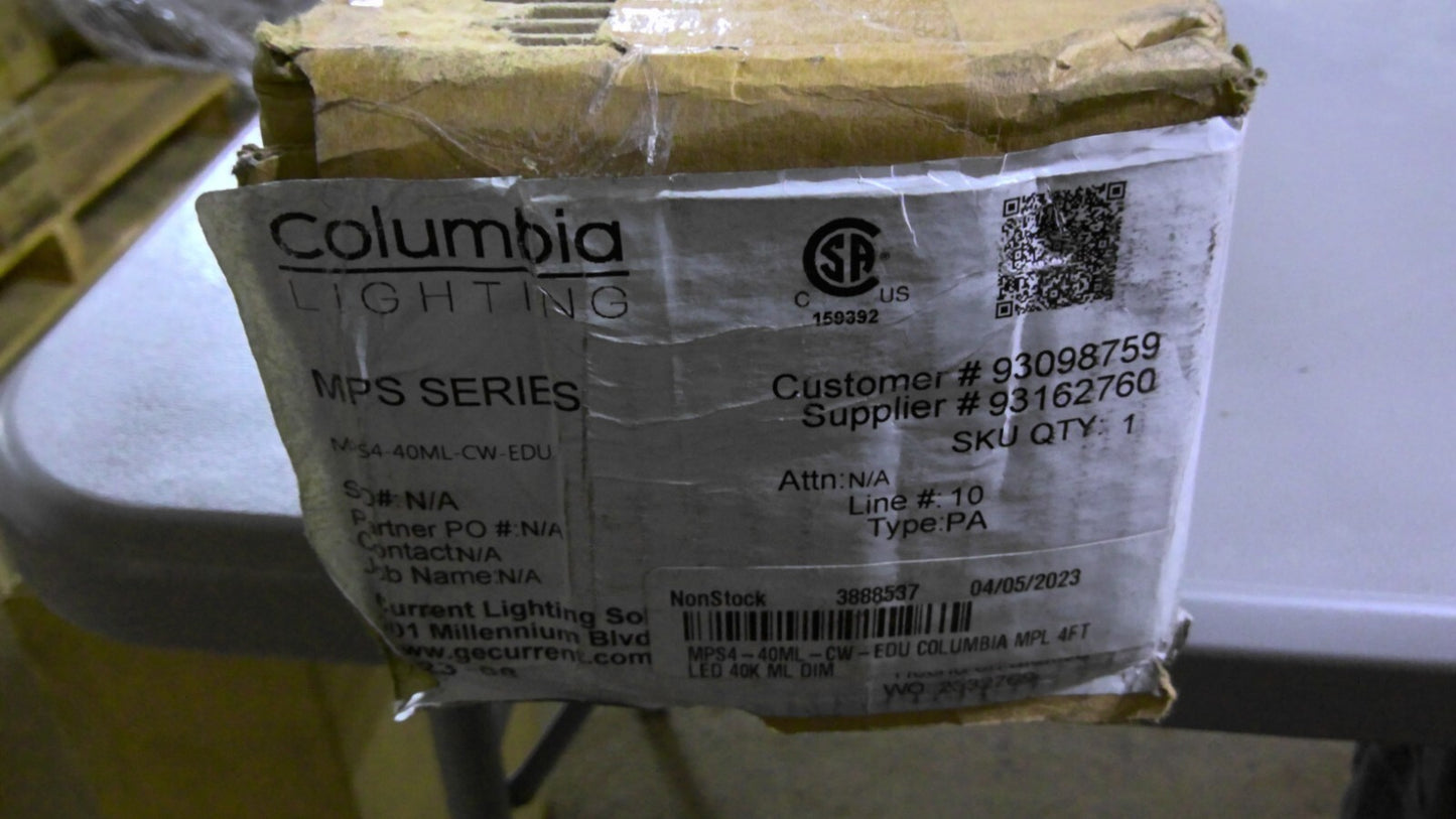 COLUMBIA MPS 4' LED LIGHT MPS4-40ML-CW-EDU NIB