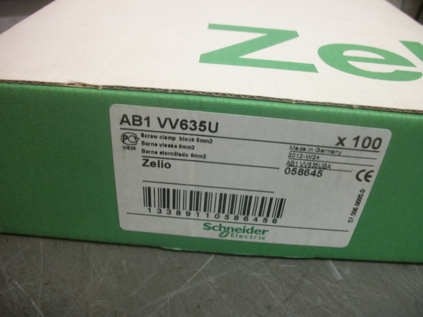 TELEMECANIQUE BOX OF 100 6mm2 SCREW CLAMP BLOCKS AB1VV635U NIB