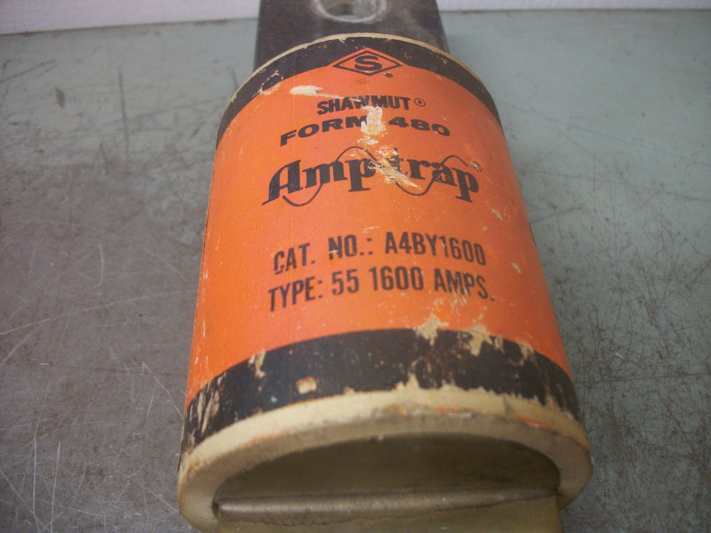 GOULD SHAWMUT FORM 480 TYPE 55 AMP-TRAP FUSE A4BY1600 1600AMP 600VOLT ORANGE