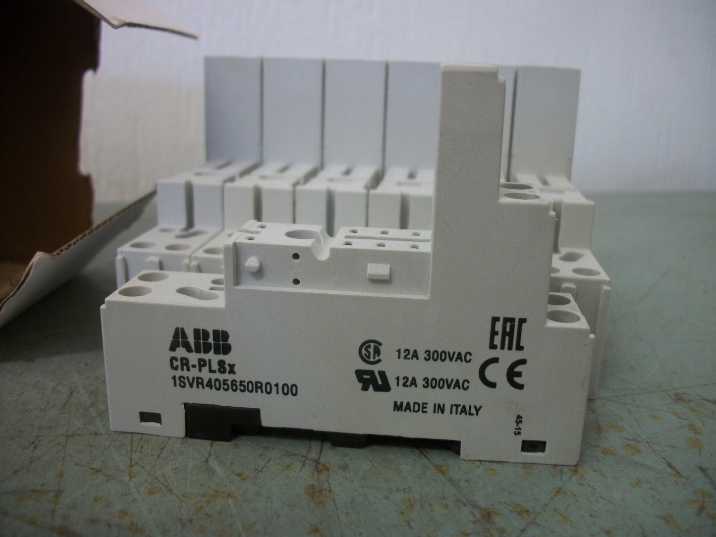 ABB BOX OF 7 CR-PLSx RELAY SOCKET BASES 1SVR405650R0100 12AMP 300VOLT NIB