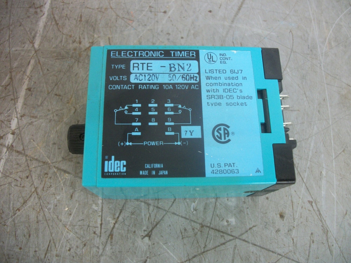 IDEC ELECTRONIC TIMER RTE-BN2 120VOLT 10AMP 0-60SEC