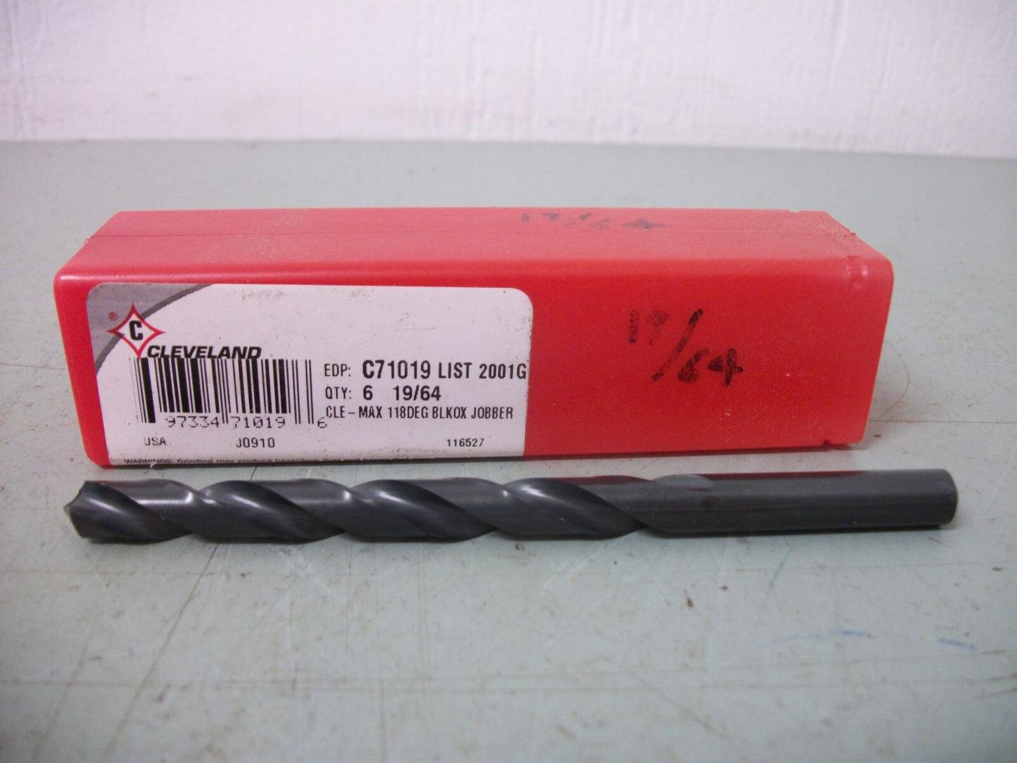 CLEVELAND LOT OF 4 19/64" 4-3/8" OAL HIGH SPEED STEEL JOBBER DRILL C71019 NEW