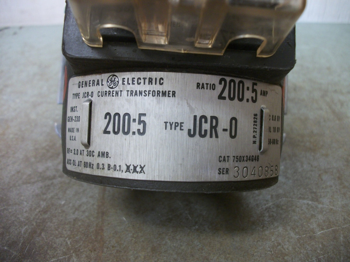 GE JCR-0 200:5A CURRENT TRANSFORMER 750X34G46 10KV
