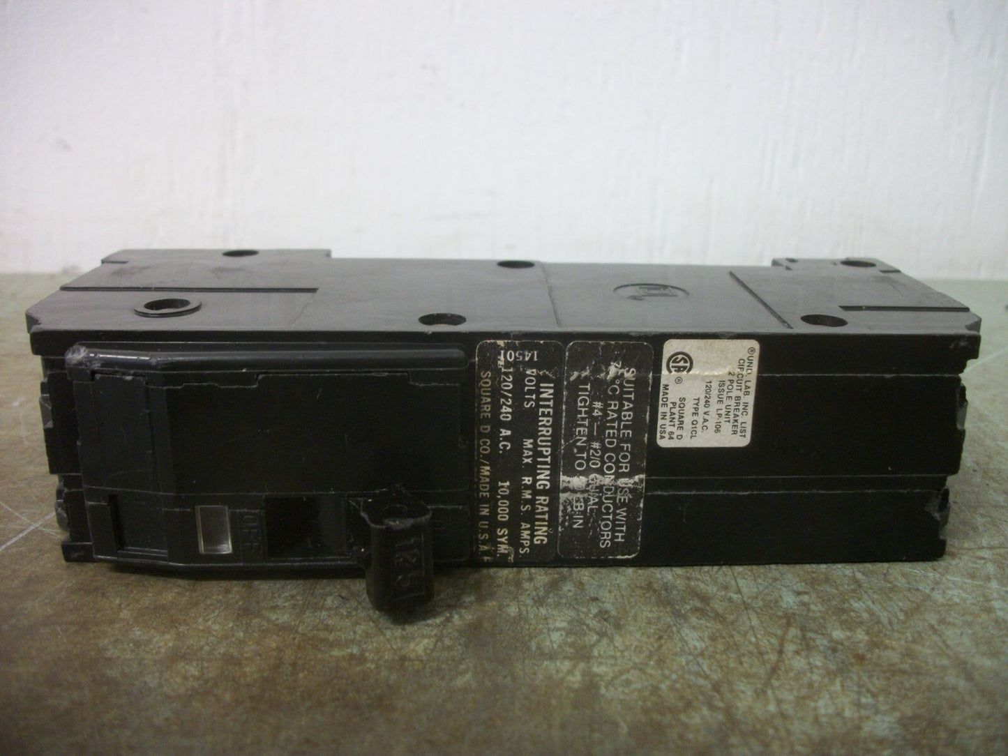 SQUARE D Q1CL CIRCUIT BREAKER Q1L2125 125AMP 240VOLT 2POLE