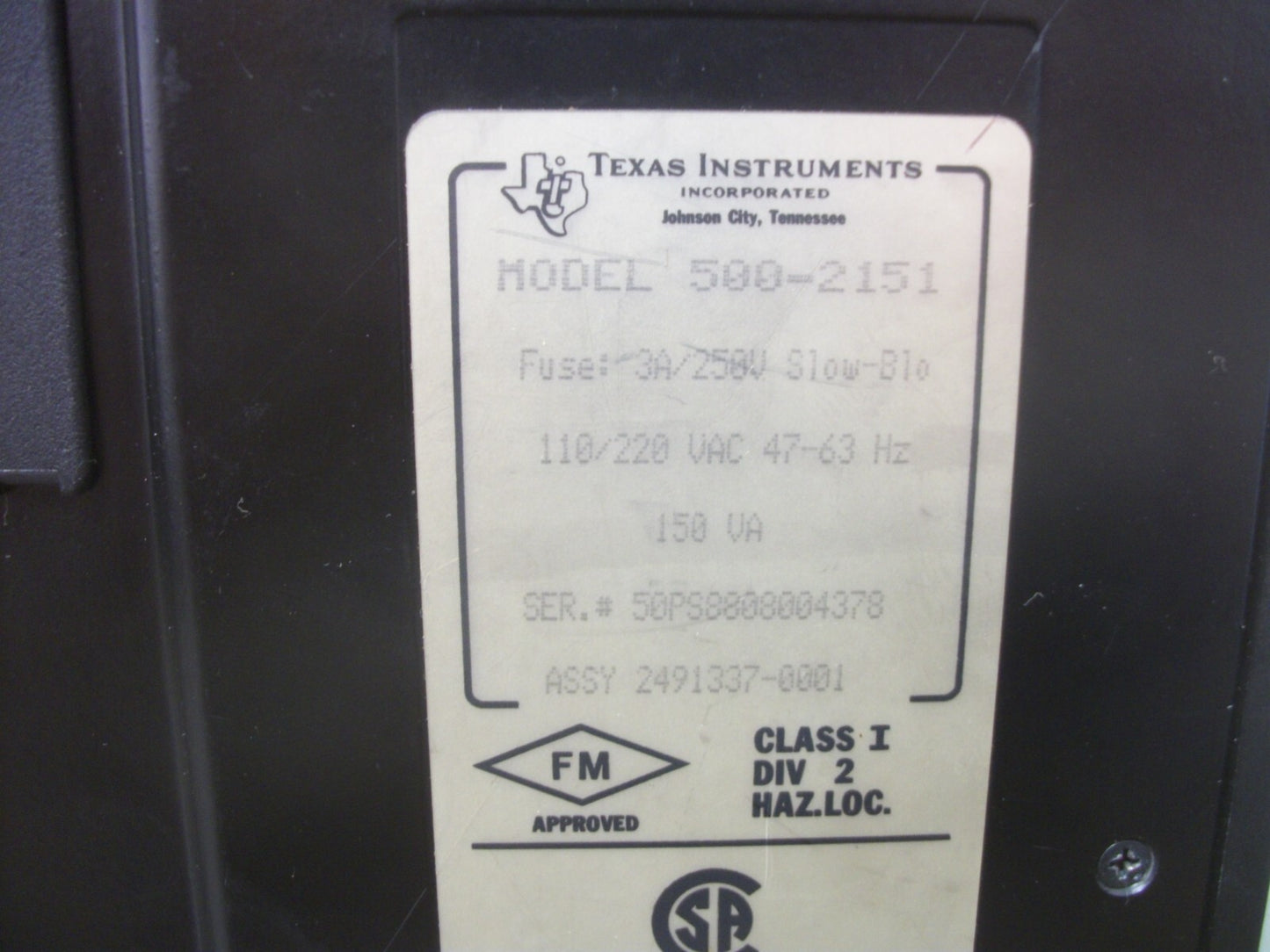 TEXAS INSTRUMENTS PLC POWER SUPPLY 500-2151 150VA 110/120VAC