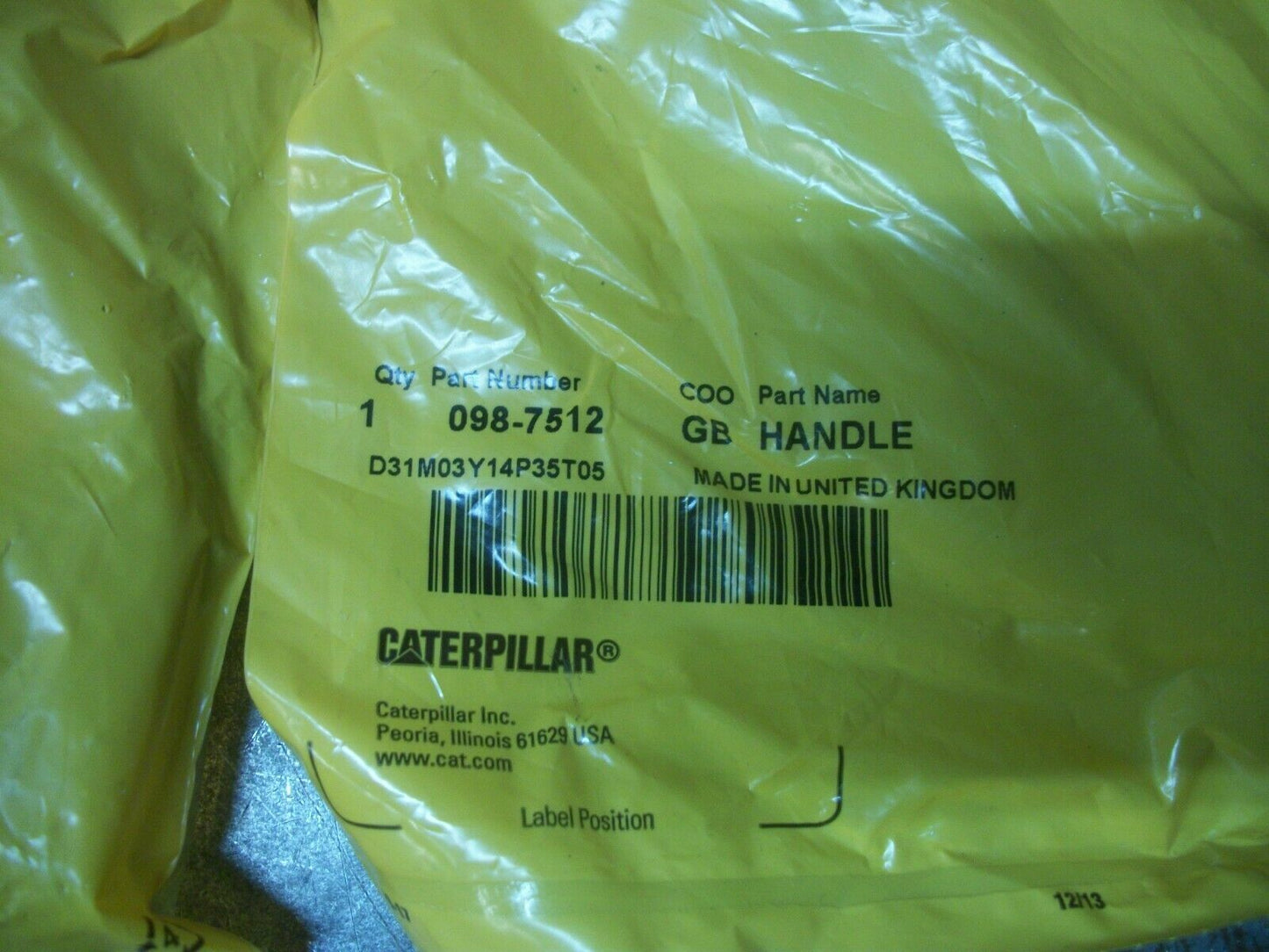 CAT LOT OF 2 GRAB BAR HANDLES 098-7512 NEW